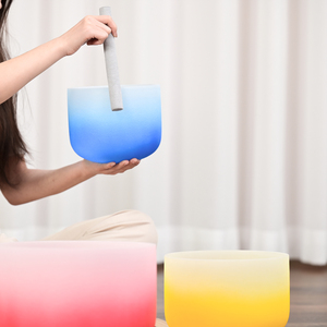 Ensemble de bols chantants en cristal de quartz coloré dégradé <span class=keywords><strong>Aria</strong></span> de Jinfang avec marteau offert - Product Image 3