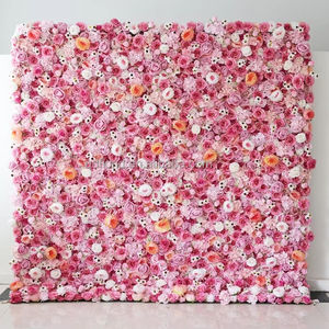 L70 Venta caliente seda falsa Rosa Lila Floral Mat rollo de tela púrpura flor pared telón de fondo para boda escenario fiesta evento Decoración - Product Image 3