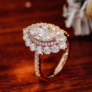 Offre Spéciale bague de mariage pour femmes 1 carat forme marquise fleur de luxe moissanite bague de fiançailles - Product Image 6