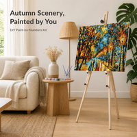 Kit de peinture par numéros 40x50cm, paysage d'automne, peinture à l'huile DIY sur toile avec chevalet en bois et pinceaux pour la décoration murale de la maison