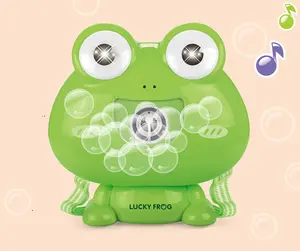 Longxi cute frog bubble gun toys pistola de burbujas Automatic Bubble Blower with music Lights/Bubble Solution