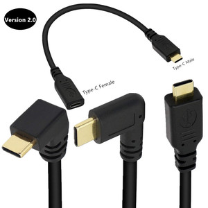 Câble d'extension USB 3.1 <span class=keywords><strong>6C</strong></span> à charge rapide 5V 3A, plaqué or, gaine en PVC, angle de 90 degrés, Type-C mâle vers femelle - Product Image 5