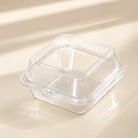 Boîte alimentaire transparente en PET avec couvercle, emballage plastique à emporter, boîte de rangement alimentaire à clapet pour salade, dessert, fruits