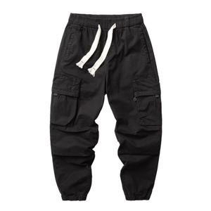 Customized Men's Loose Multi-Pocket Casual Pants Spring <b>Drawstring</b> Knitted Solid Color Fashionable Style High-quality <b>Trouser</b> - Product Image 2
