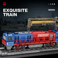 Trenes Urbanos MOC 66021, Modelo de Tren de Carga Europeo, 1980 Piezas, Juguetes de Ladrillos para Niños, Regalo de Cumpleaños, Juego de Bloques de Construcción