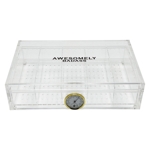 Humidor de Cigarros Acrílico Hermético, Caja Transparente para Cigarros de Escritorio con Higrómetro, Caja de Exhibición Acrílica con Capacidad para hasta 50 Cigarros - Product Image 1