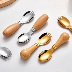 304 Stainless Steel Mini Flatware Set Wooden Handle Fork Spoon Portable Compact Ergonomic for Travel Dining Utensil <strong>Cutlery</strong> - Product Image 3