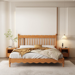 <span class=keywords><strong>Lit</strong></span> double de style contemporain, moderne, simple, en bois de frêne blanc <span class=keywords><strong>Lit</strong></span> nuage rembourré de grande taille en chêne massif - Product Image 3
