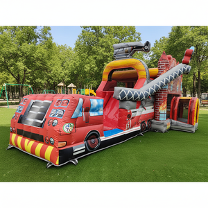 Castillo Inflable Comercial para Niños, Castillo Inflable Rojo <span class=keywords><strong>con</strong></span> Forma de Camión de Bomberos, <span class=keywords><strong>Casa</strong></span> de Brinco <span class=keywords><strong>con</strong></span> Tobogán y <span class=keywords><strong>Piscina</strong></span> para Diversión en el Patio Trasero - Product Image 2