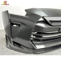 Pare-chocs avant en Fiber de carbone demi Style Top Secret pour Nissan GTR R35 2008-2019 Kits de corps de lèvre de diffuseur avant en carbone pièces de voiture