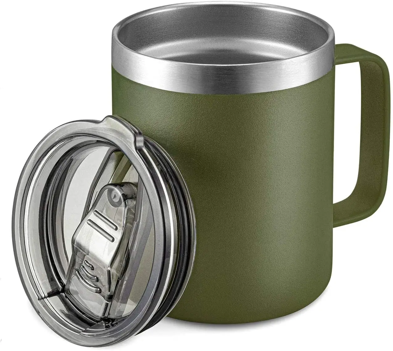 ふたとハンドル付き12オンスステンレス鋼コーヒーマグカップ二重壁真空断熱コーヒータンブラー