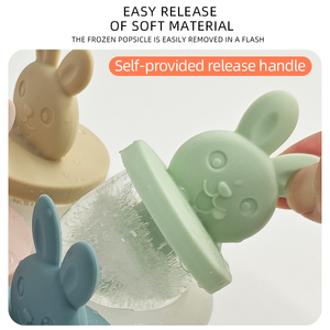 Molde de silicona con forma de conejo de 7 colores para cubitos de hielo, para comida de bebé, helado, caja de embalaje personalizable - Product Image 2