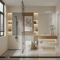 Meuble de salle de bain en contreplaqué de vanité d'usine en Chine avec lavabo en pierre de dalle de roche