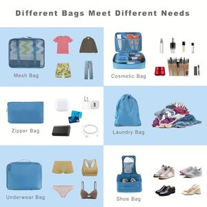 8 Set Compression Packing Cubes for <b>Suitcases</b> Full Open & Visible Design Luggage Organizer Bags Set - Product Image 4
