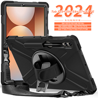 Coque Antichoc avec Rotation 360 Degrés pour Enfants Compatible Samsung Galaxy Tab S10 S9 S8 S7 FE Plus 12.4 Pouces, Étui Housse Magnétique