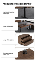 Escritorio Eléctrico de Altura Ajustable con Superficie de Madera de Nogal, Mesa Ejecutiva para Oficina con Carga Inalámbrica, Fabricante OEM