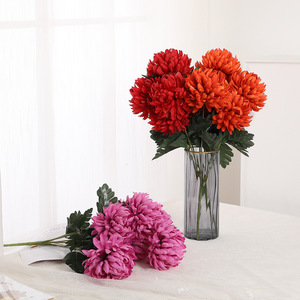 Flores artificiales de crisantemo de plástico, adorno decorativo de alta simulación para el hogar, sala de estar, entrada, accesorios de fotografía - Product Image 1
