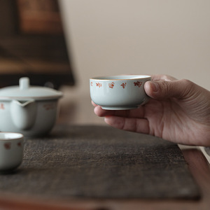 Guanlan Ceramics Portable <b>Tea</b> <b>Set</b> One Teapot Two Cups Traditional Chinese Style Travel Outdoor Use - Product Image 3