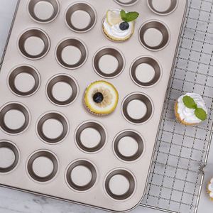Moule à muffins 24 cavités en acier au carbone, antiadhésif, doré, pour petits gâteaux ronds, vente en gros, personnalisé en usine - Product Image 5
