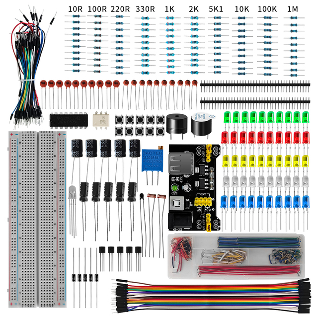 DIY Project Starter Electronic DIY Kit With 830 Tie-points Breadboard R3 Electronic Components Set With Box