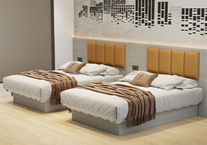 Commercial 3 Star Hotel Bedroom Sets King or Queen Size Wood Bed Frame with Upholstered Headboard & Nightstand For Budget Hotels - Product Image 6