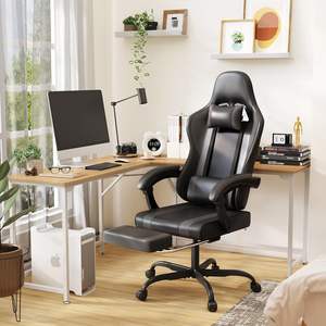 <span class=keywords><strong>Precio</strong></span> bajo Anji Black Office Silla giratoria para computadora Altura ajustable Sala <span class=keywords><strong>de</strong></span> juegos Silla para <span class=keywords><strong>videojuegos</strong></span> con reposapiés y masaje - Product Image 3