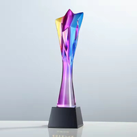 Trophées en verre cristal gravé en forme d'étoile avec placage coloré pour souvenirs d'affaires