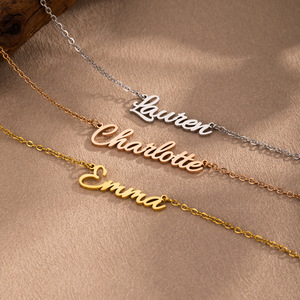 Collier personnalisé avec nom, pendentif en acier inoxydable, chaîne O, or, or rose, argent, bijoux tendance - Product Image 1