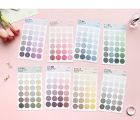 Lot de notes autocollantes rondes japonaises mignonnes en gros, couleurs pastel pour journal, carnet, décoration, signe décoratif ici