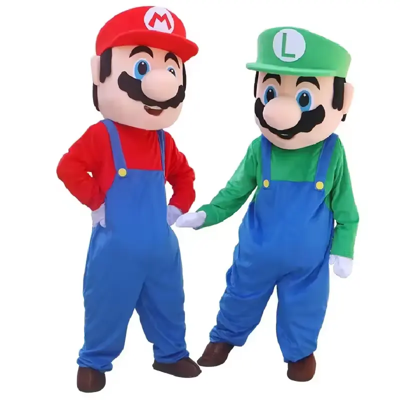 Esecuzione divertente popolare Costume mascotte Super Mario personaggio dei cartoni animati Mario Luigi costumi Cosplay per adulti