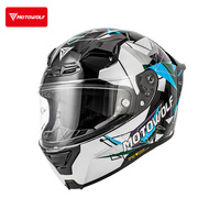 Casque de moto intégral Motowolf, nouveau modèle, avec aileron arrière, homologué DOT