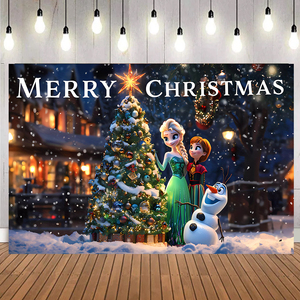 Princesa Elsa Stitch Mickey Navidad Telones de fondo Impresión digital Fiesta Cumpleaños Navidad Decoración Telón de fondo <span class=keywords><strong>Banner</strong></span> - Product Image 1