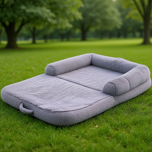 Grand lit rectangulaire pour chien 72 x 48 x 10 pouces en velours PV lavable pour homme et compagnon canin - Product Image 2