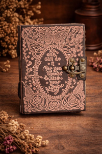 Butterfly Embossed Leather Journal Handmade Deckle Edge Paper Vintage Grimoire <b>Diary</b> & Writing Notebook - Product Image 3