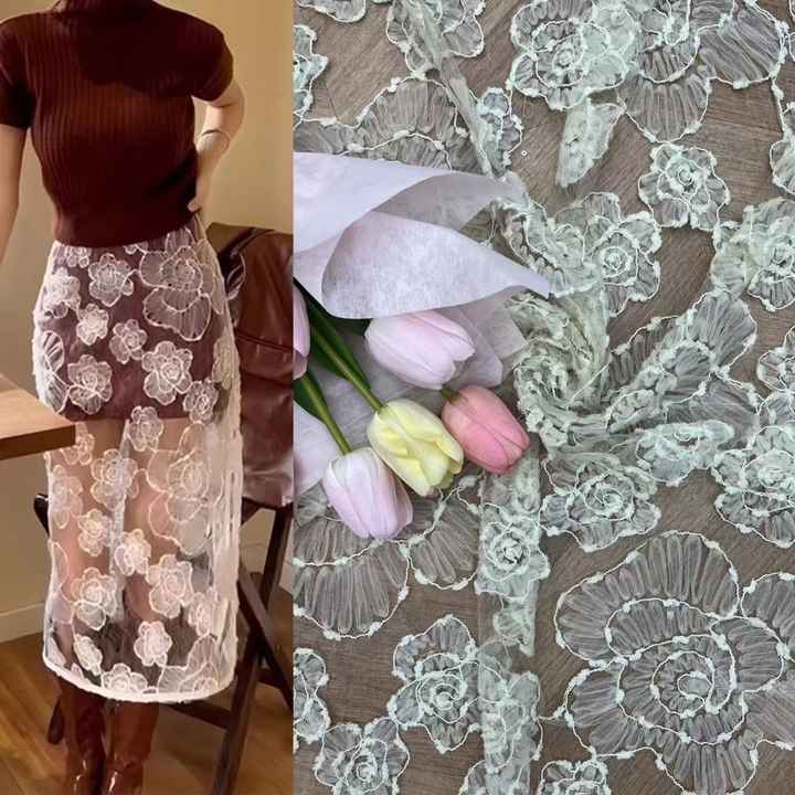 Organza nicely handmade 3d embroidery tulle fabric bridal wedding