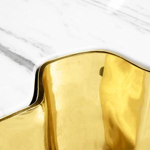 Table basse moderne haut de gamme de style italien, luxe léger, en marbre irrégulier et acier inoxydable, design racine d'arbre, pour maison et villa - Product Image 4