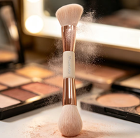 Pinceau de maquillage vegan rose professionnel, pinceau de maquillage de luxe pour fond de teint, personnalisé avec logo, adapté aux outils d'utilisation en salon