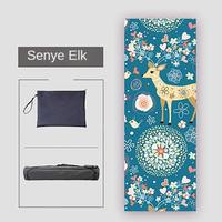 Tapis de yoga en microfibre suédée de 1,5 mm, imprimé de dessins animés, ultra-fin, pliable, antidérapant, absorbant la transpiration, avec sac