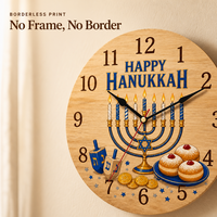 Horloge murale en bois imprimée pour les fêtes, haute saturation, 25x25cm, cadran en bois sans bordure, horloge ronde à suspendre, décoration intérieure, vente en gros
