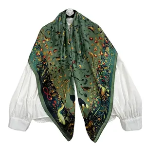 New Fashion Silk Square Scarf For Women 110*110cm Neck Hair Tie Band Bag Warp Soft Neckerchief Hijab Headscarf