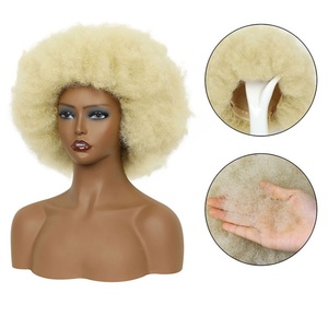 Peluca Sintética para Mujer FH, Transpirable, Rubia 613, Estilo Afro, Simulada - Product Image 1