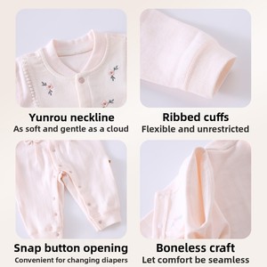 Pyjama unisexe en coton ultra-doux pour bébé, printemps, automne, <span class=keywords><strong>hiver</strong></span>, à boutonnage simple, sans couture, sans armature, en coton à fibres longues, motif floral - Product Image 4