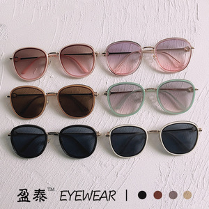 Yingtai Eyewear Pink <b>Round</b> <b>Frame</b> Sunglasses UV400 Women's Fashion Sunshades - Product Image 2