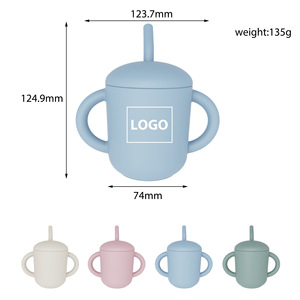 Vaso de agua de silicona para bebé con pajita, vaso de entrenamiento antiderrames, diseño de pico de pato para niños de 1 a 2 años, color rosa, calibre estándar - Product Image 3