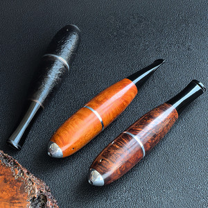 Pipe à fumer Zeppelin Torpedo en bois de bruyère d'Italie, finition laquée 9 mm, portable et coupe-vent, une seule aspiration - Product Image 1