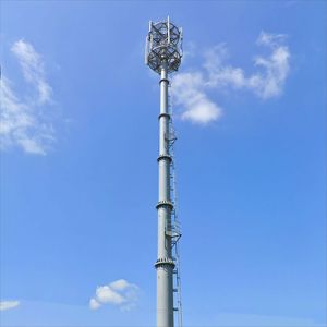 เสาส่งสัญญาณโทรคมนาคมแบบโมโนโพลเหล็กทรงกระบอก 4G สำหรับเขตเมือง/ชนบท พร้อมข้อต่อหน้าแปลนแบบขยาย  บันไดขึ้นลง  ชุบกัลวาไนซ์แบบจุ่มร้อน สูง 35 เมตร - Product Image 1