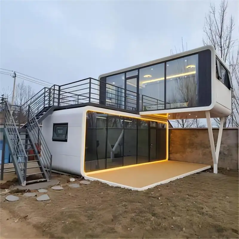 Win House SmartLuxe Twin Retreat Dual Capsule Luxury Prefab Container House Tiny Apple Cabin or Hotel Mobile Prefabricated Home