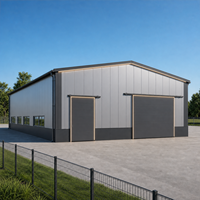 Bâtiment modulaire préfabriqué léger en structure d'acier, entrepôt, usine logistique, grange, atelier, hangar métallique