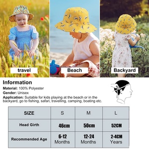 Chapeau Bob Personnalisé avec Logo pour Enfants, Jaune, 100% Coton, pour Filles et Garçons, Pliable, Amusant et Cool, Réversible, pour la Plage, la Protection Solaire, pour Adolescents et Tout-Petits - Product Image 3