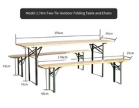 Ensemble table et banc pliants en bois de sapin massif poli et lisse, avec pieds en métal robustes et bords arrondis, pour jardin, terrasse, fête, repas en plein air